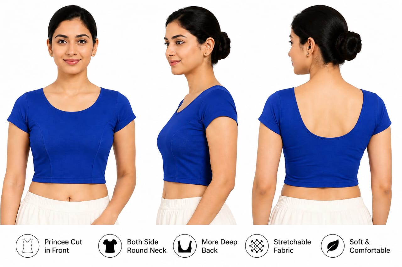 WhatsApp Image 2026-08-04 at 12.57.17 AM (1) Daily Wear Round Neck Stretchable Blouse
