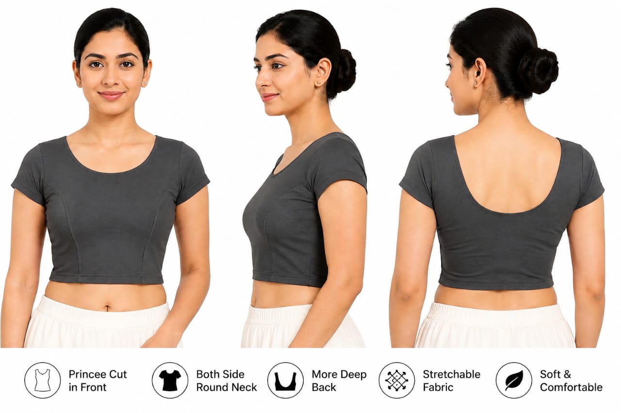 WhatsApp Image 2026-08-04 at 12.57.51 AM Daily Wear Round Neck Stretchable Blouse