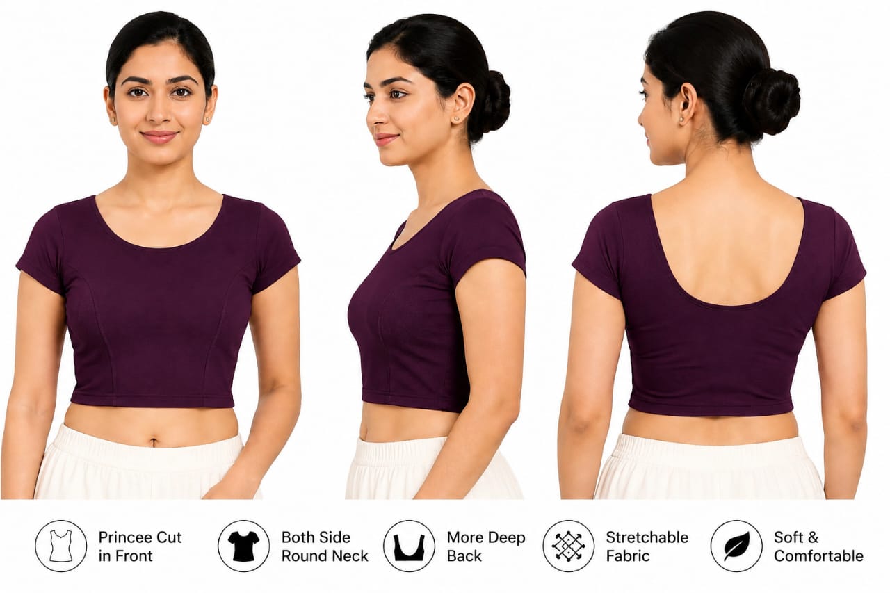 WhatsApp Image 2026-08-04 at 12.57.52 AM Daily Wear Round Neck Stretchable Blouse