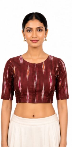 WhatsApp Image 2026-08-04 at 12.59.05 AM (1) Ikat Printed Stretchable Blouse for Sarees