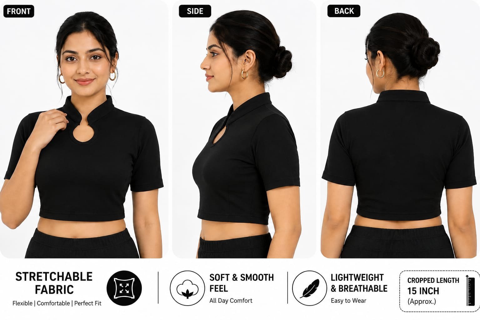 Crop Top Blouses — Black (composite)