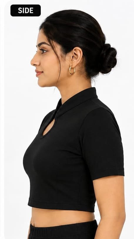 Crop Top Blouses — Black (side)