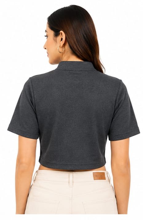 Crop Top Blouses — Charcoal (back)