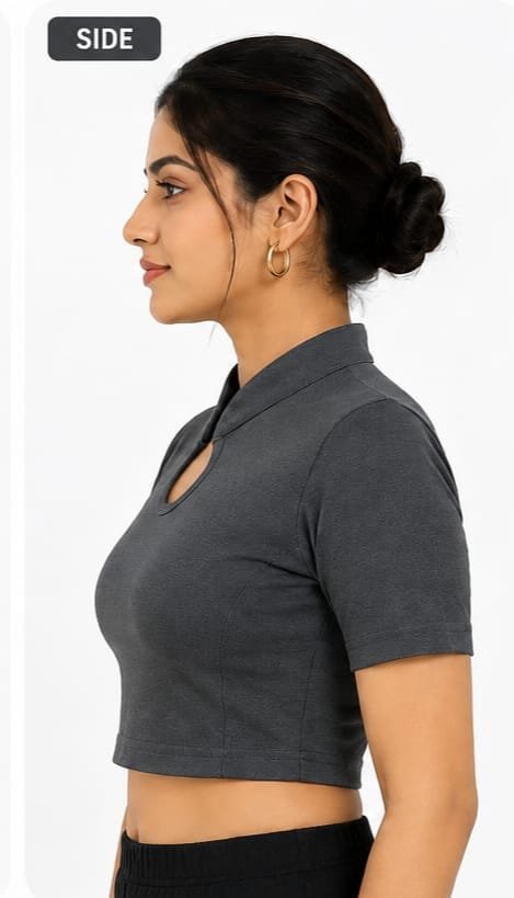 Crop Top Blouses — Charcoal (side)