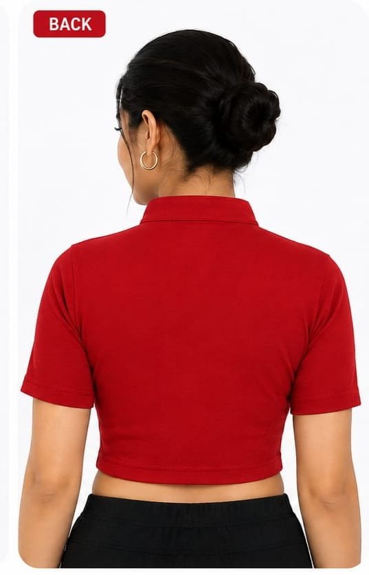 Crop Top Blouses — Cherry Red (back) Crop Top Blouses — Cherry Red (back)