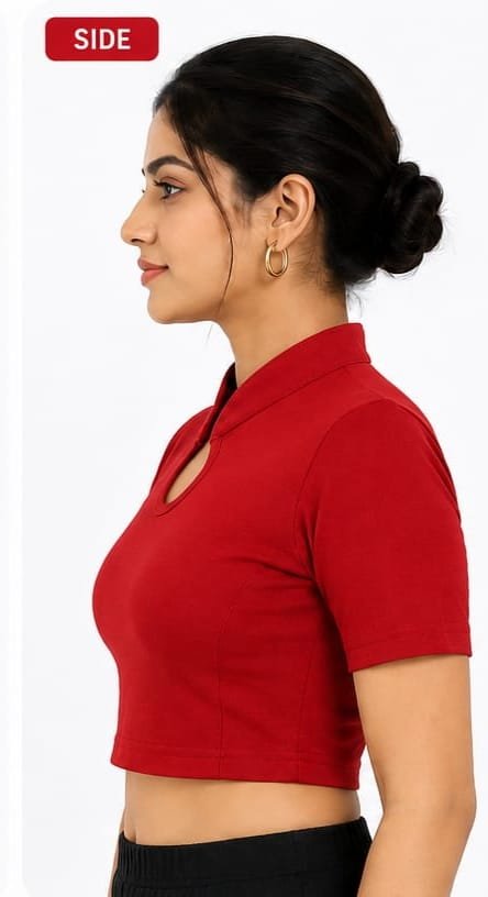 Crop Top Blouses — Cherry Red (side) Crop Top Blouses — Cherry Red (side)