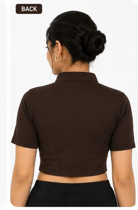 Crop Top Blouses — Chocolate (back)