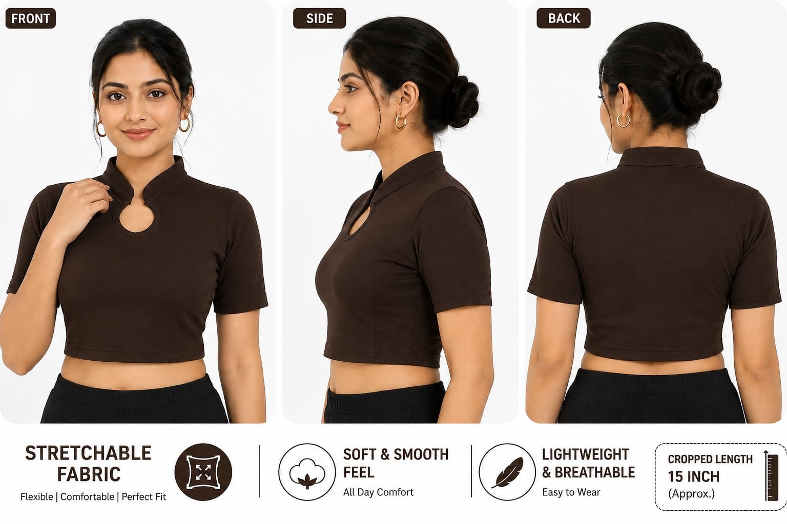 Crop Top Blouses — Chocolate (composite)