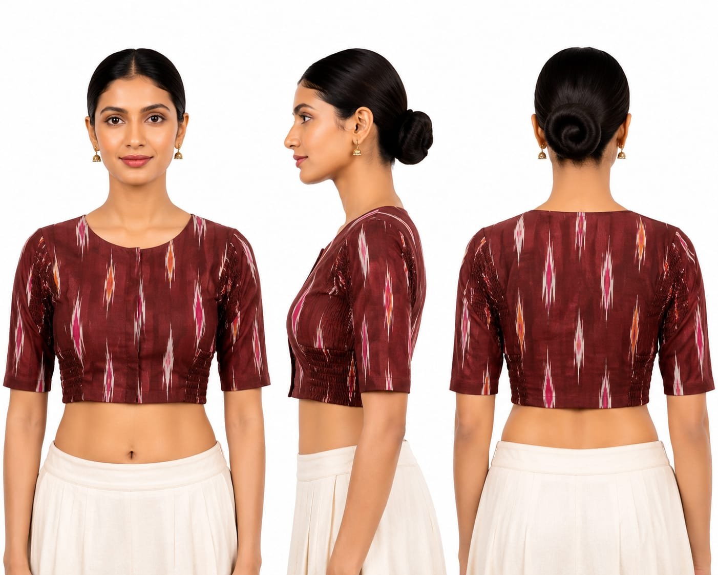 Ikat Printed Blouses — Maroon (composite)