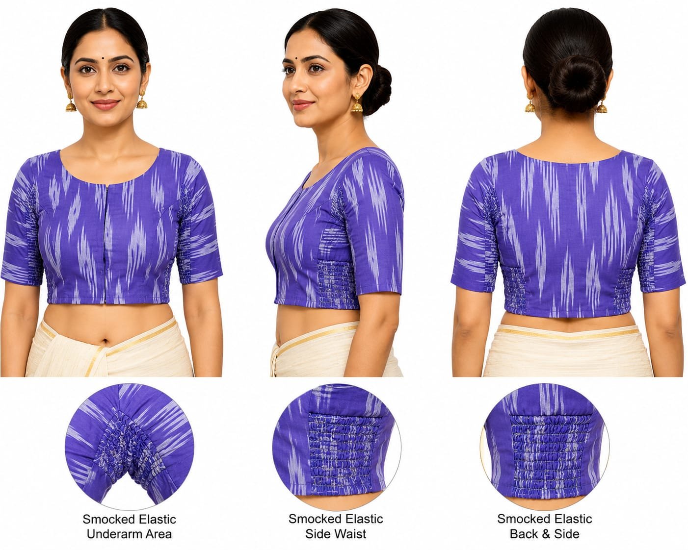 Ikat Printed Blouses — Royal Blue (composite)