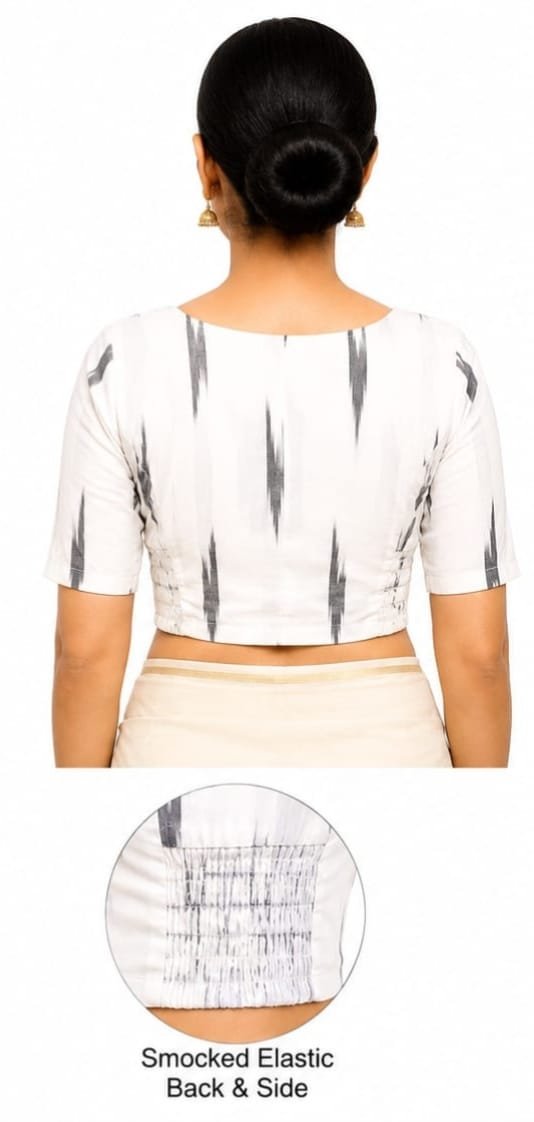 Ikat Printed Blouses — White (back)