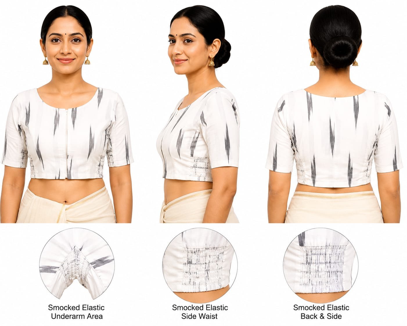 Ikat Printed Blouses — White (composite)