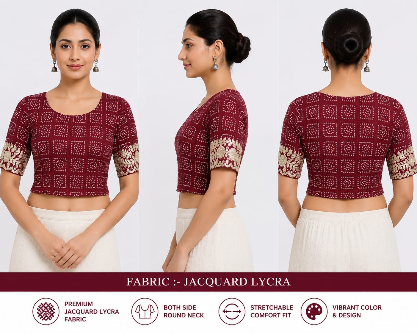 Printed Blouses — Maroon (composite) Printed Blouses — Maroon (composite)