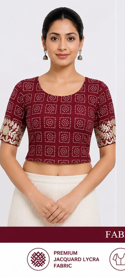 Printed Blouses — Maroon (front) Printed Blouses — Maroon (front)