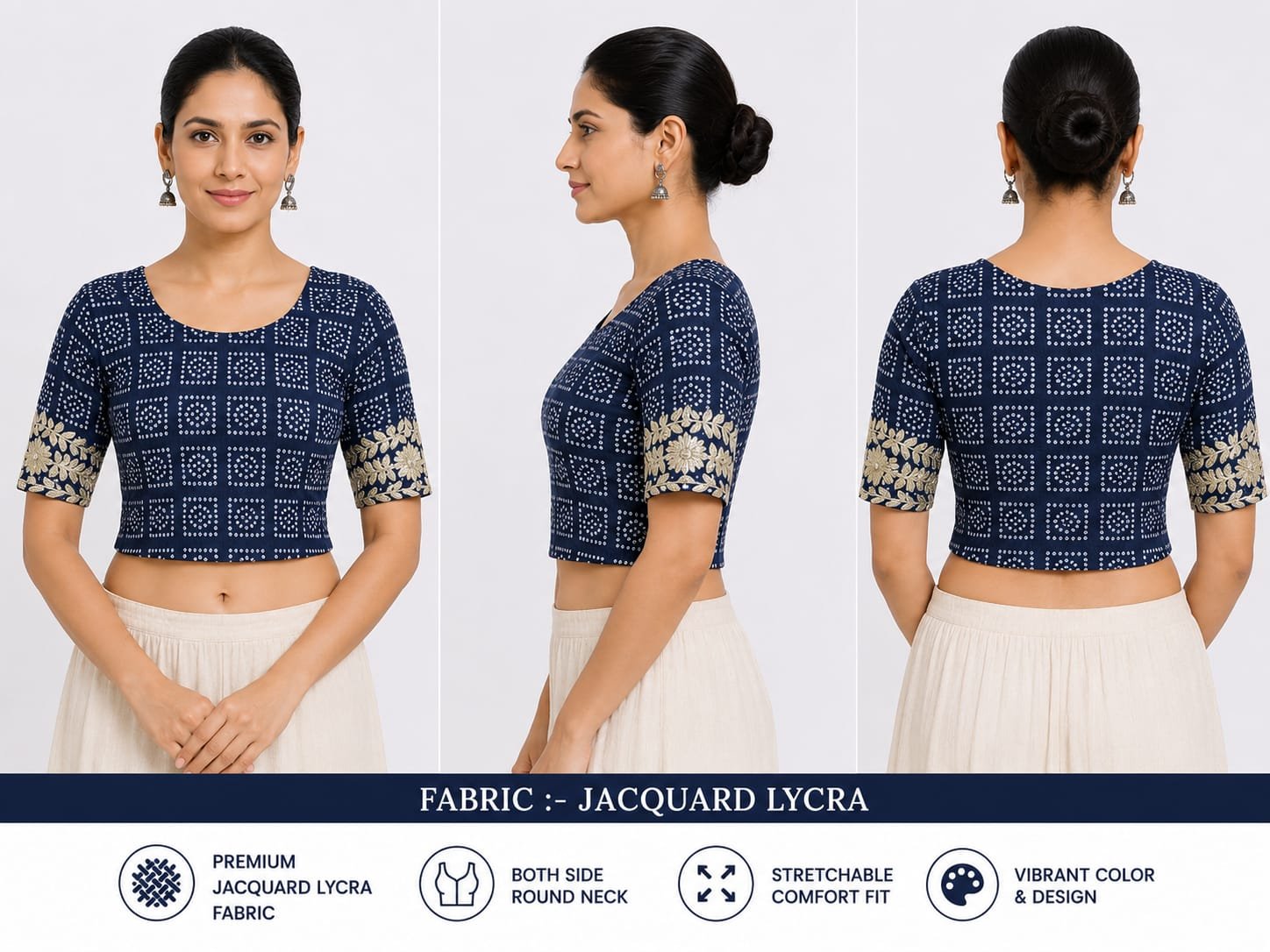 Printed Blouses — Navy Blue (composite)