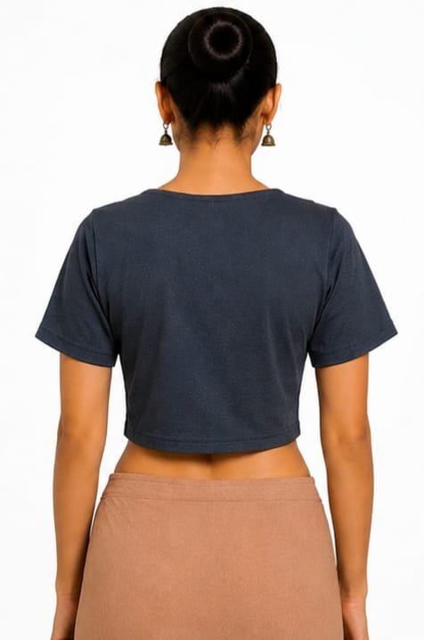 Solid Stretchable Crop Top — Charcoal (back)