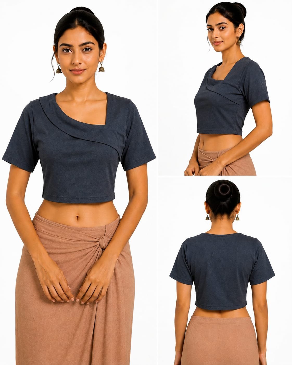 Solid Stretchable Crop Top — Charcoal (composite)