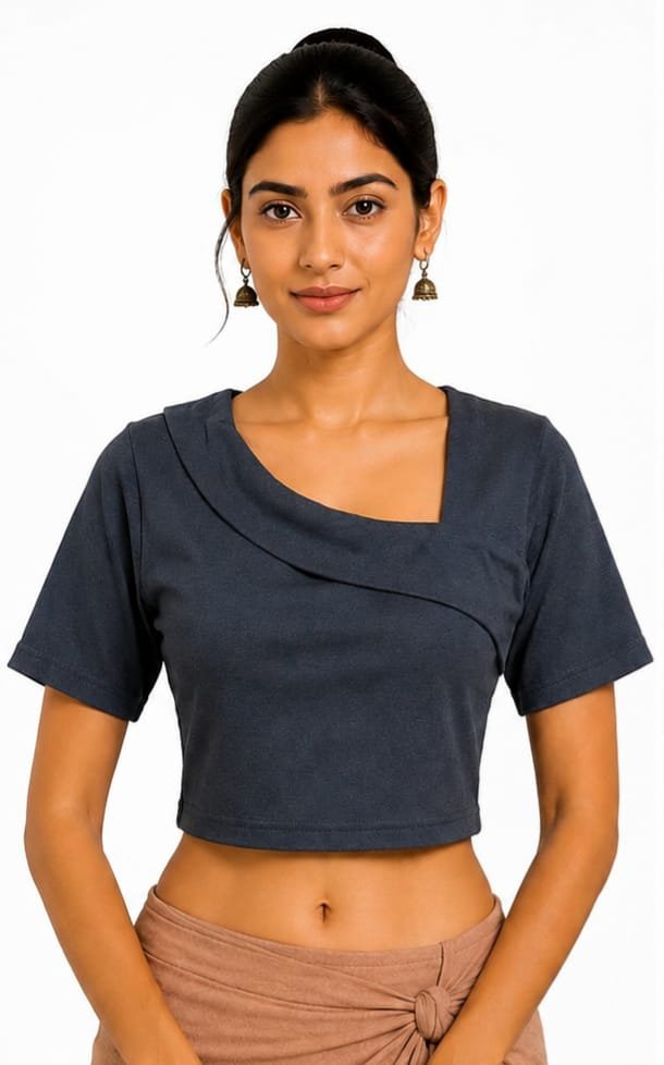 Solid Stretchable Crop Top — Charcoal (front)