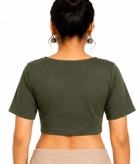Solid Stretchable Crop Top — Chocolate (back) Solid Stretchable Crop Top — Chocolate (back)