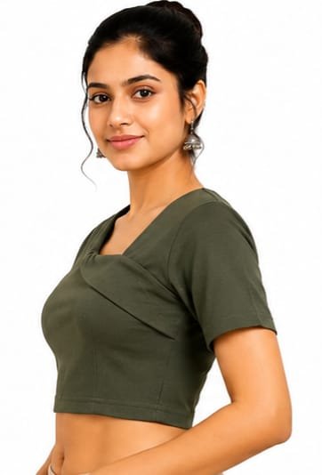 Solid Stretchable Crop Top — Chocolate (front) Solid Stretchable Crop Top — Chocolate (front)