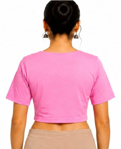Solid Stretchable Crop Top — Fuchsia (back)
