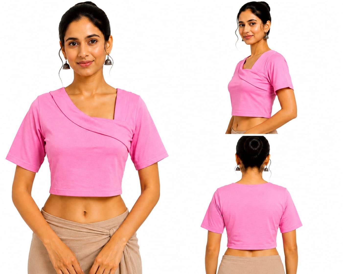 Solid Stretchable Crop Top — Fuchsia (composite)