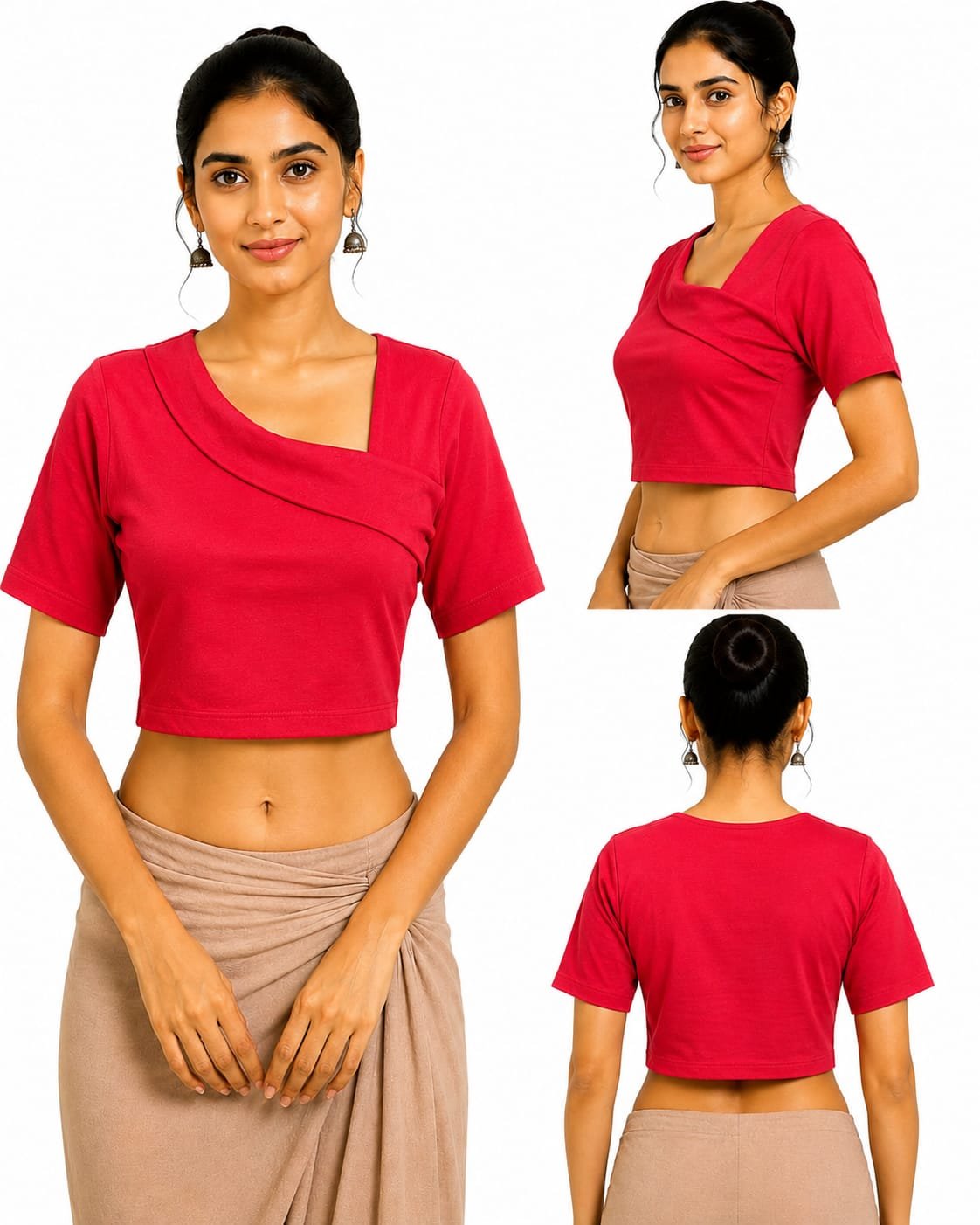 Solid Stretchable Crop Top — Red (composite)