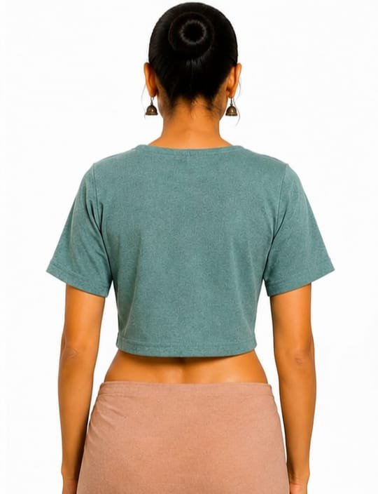 Solid Stretchable Crop Top — Steel Grey (back)