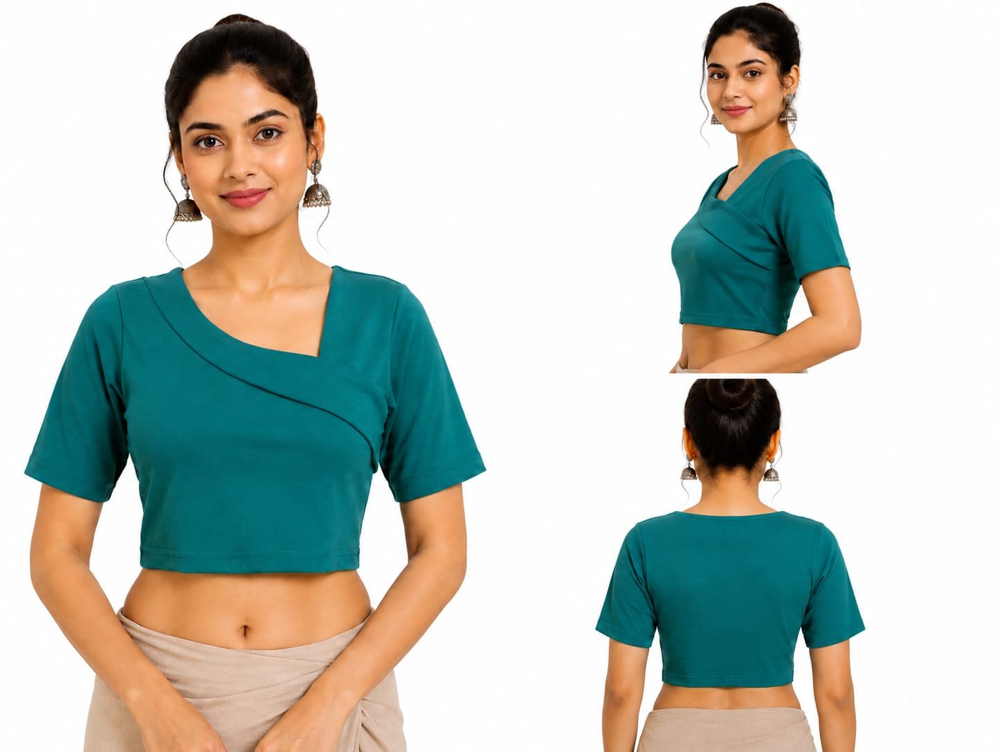 Solid Stretchable Crop Top — Teal 2 (composite)