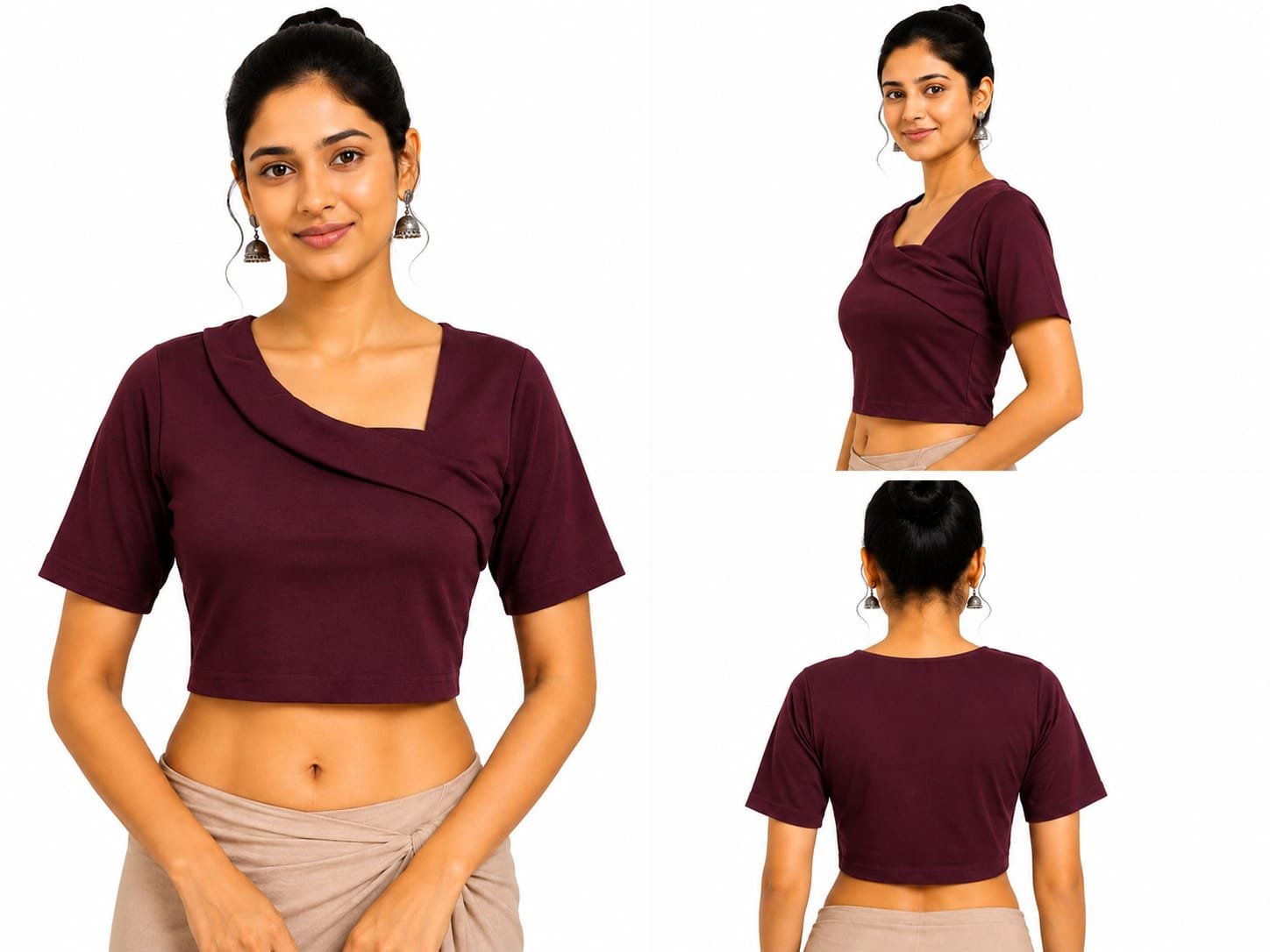 Solid Stretchable Crop Top — Wine (composite) Solid Stretchable Crop Top — Wine (composite)