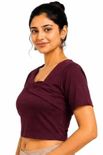 Solid Stretchable Crop Top — Wine (side) Solid Stretchable Crop Top — Wine (side)
